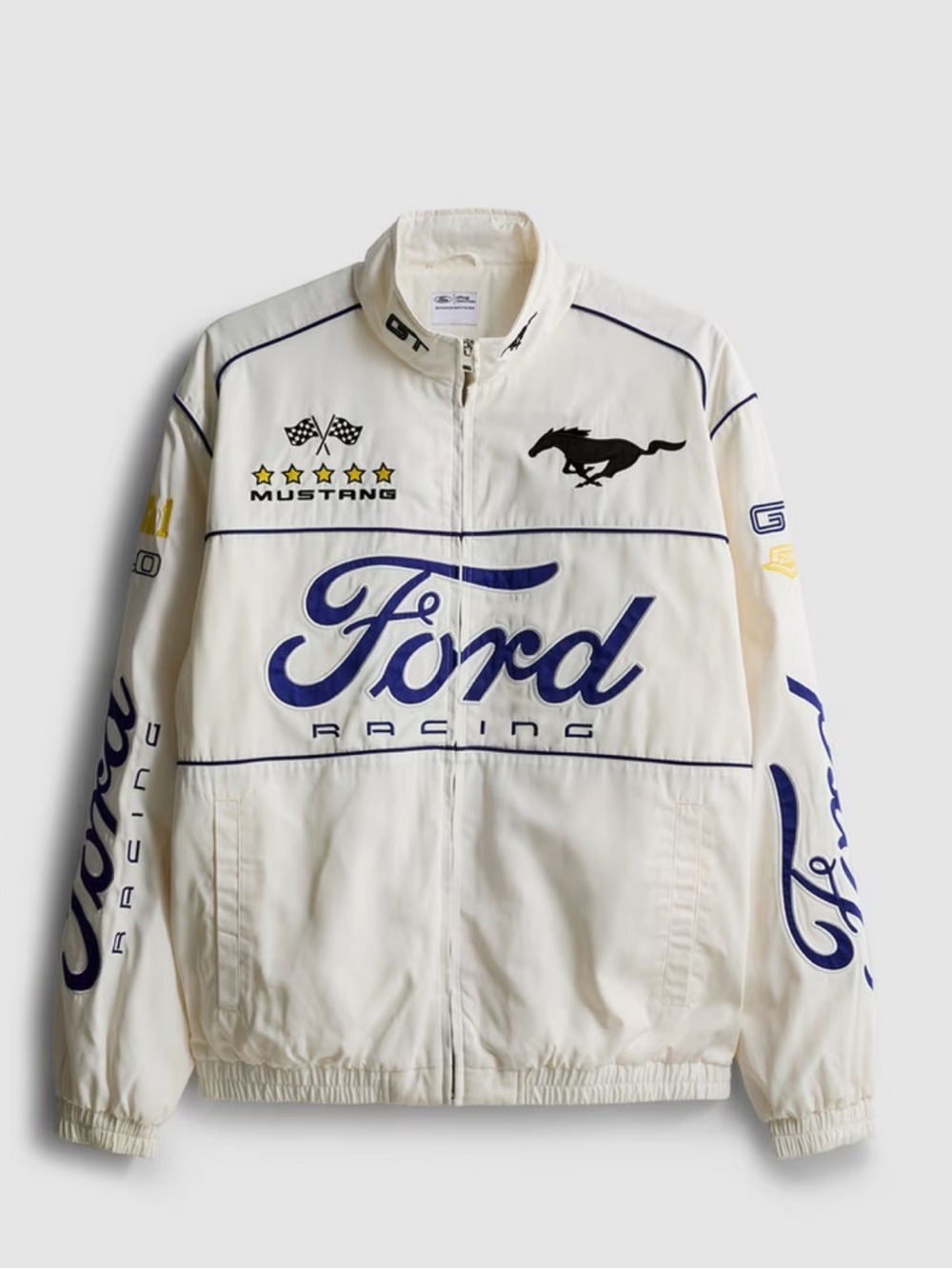 Vintage Inspired Ford Moto Racing Jacket High Neck Windbreaker